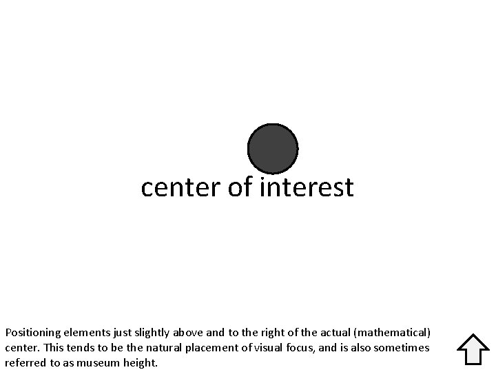 center of interest Positioning elements just slightly above and to the right of the