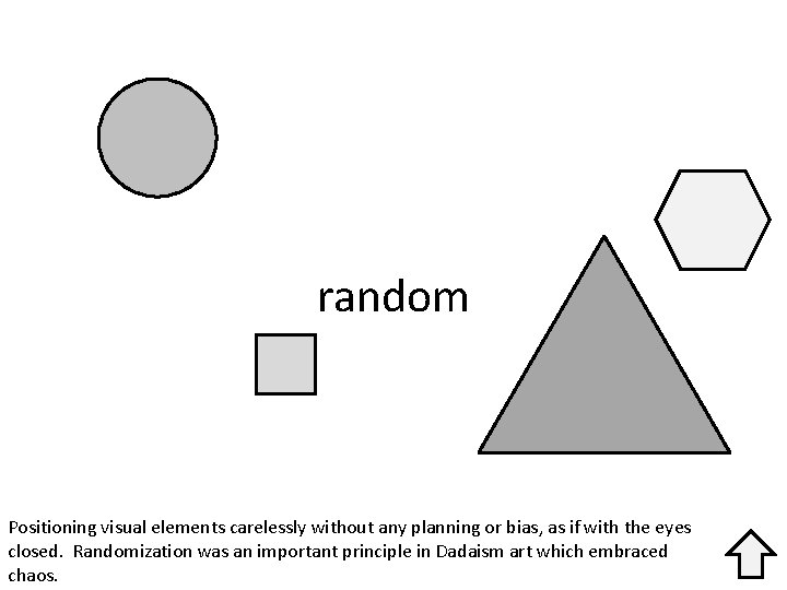 random Positioning visual elements carelessly without any planning or bias, as if with the