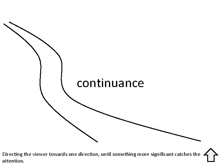continuance Directing the viewer towards one direction, until something more significant catches the attention.