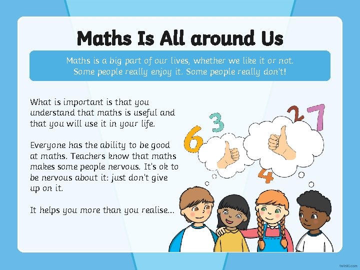 Maths Is All around Us Maths is a big part of our lives, whether