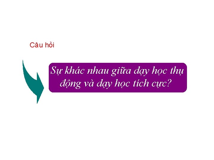 Câu hỏi Sự khác nhau giữa dạy học thụ động và dạy học tích