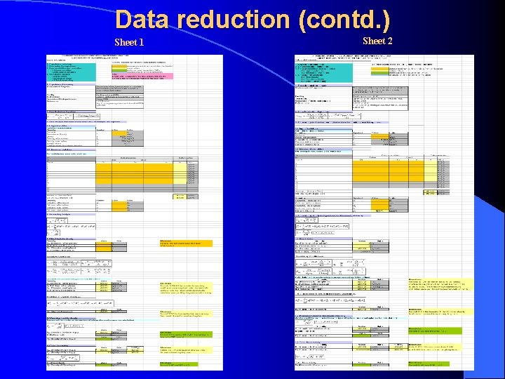 Data reduction (contd. ) Sheet 1 Sheet 2 