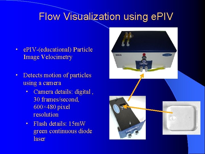 Flow Visualization using e. PIV • e. PIV-(educational) Particle Image Velocimetry • Detects motion