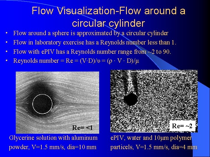  • • Flow Visualization-Flow around a circular cylinder Flow around a sphere is