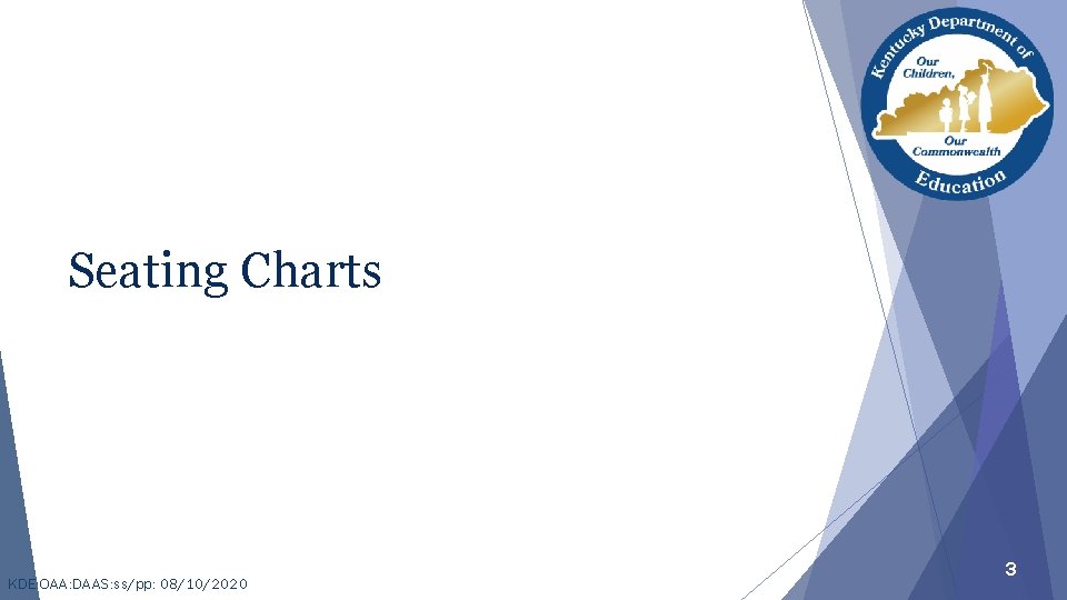 Seating Charts KDE: OAA: DAAS: ss/pp: 08/10/2020 3 