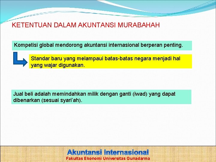 KETENTUAN DALAM AKUNTANSI MURABAHAH Kompetisi global mendorong akuntansi internasional berperan penting. Standar baru yang