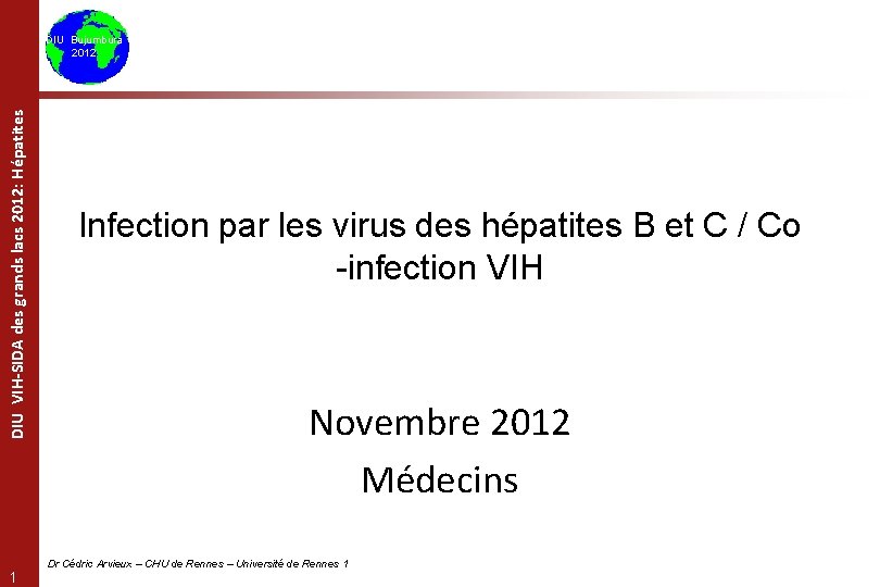 DIU VIH-SIDA des grands lacs 2012: Hépatites DIU Bujumbura 2012 1 Infection par les