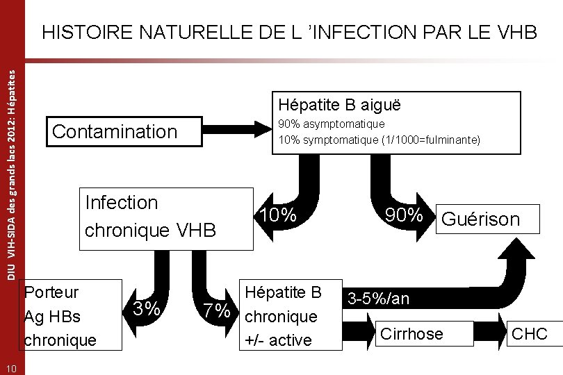 DIU VIH-SIDA des grands lacs 2012: Hépatites HISTOIRE NATURELLE DE L ’INFECTION PAR LE