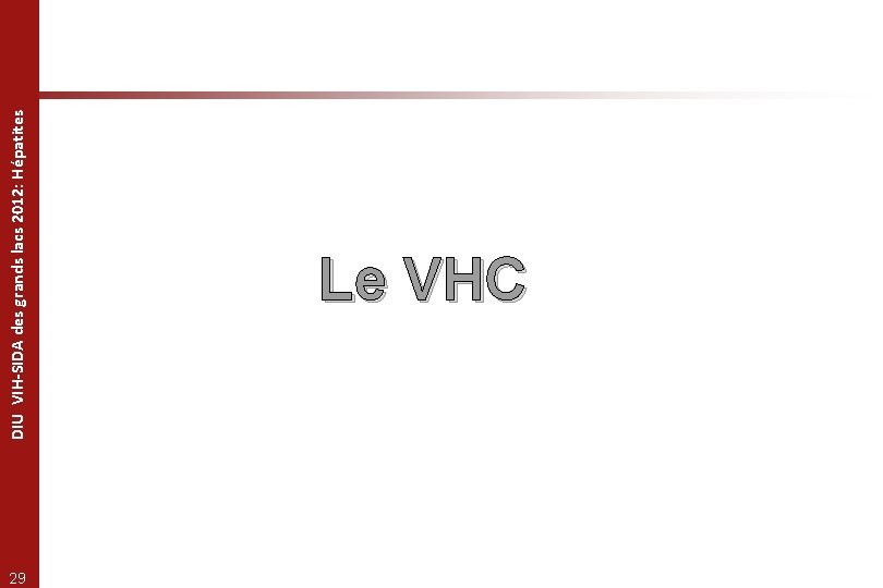 29 DIU VIH-SIDA des grands lacs 2012: Hépatites Le VHC 