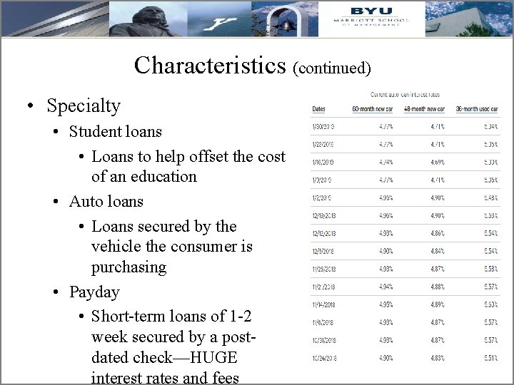 Characteristics (continued) • Specialty • Student loans • Loans to help offset the cost