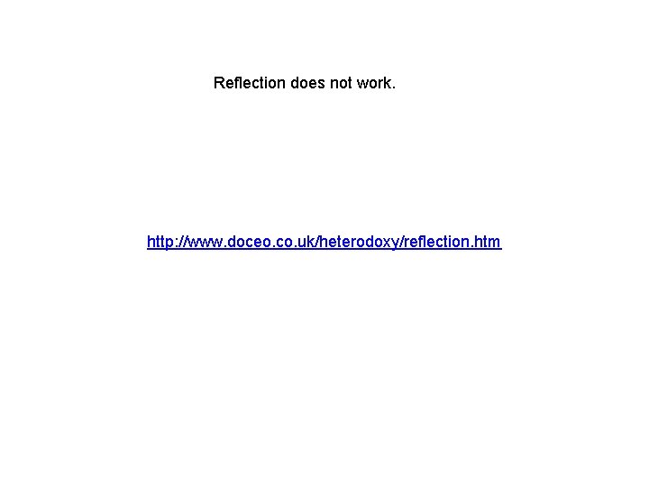 Reflection does not work. http: //www. doceo. co. uk/heterodoxy/reflection. htm 