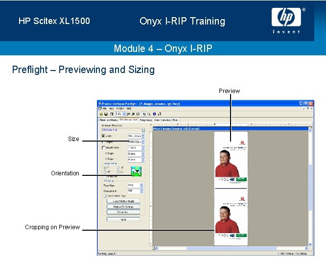 HP Scitex XL 1500 Onyx I-RIP Training Module 4 – Onyx I-RIP Preflight –