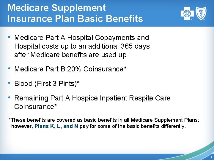 Medicare Supplement Insurance Plan Basic Benefits • Medicare Part A Hospital Copayments and Hospital