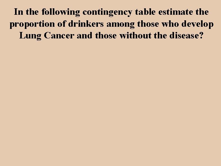 In the following contingency table estimate the proportion of drinkers among those who develop