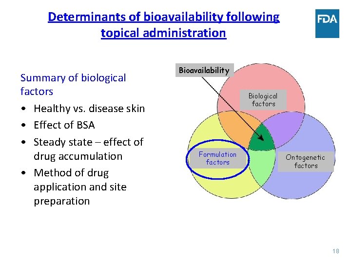 Determinants of bioavailability following topical administration Summary of biological factors • Healthy vs. disease