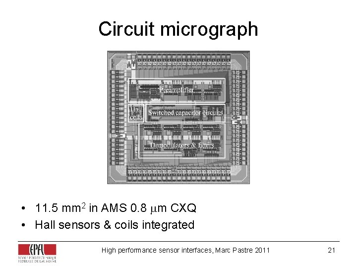 Circuit micrograph • 11. 5 mm 2 in AMS 0. 8 m CXQ • Circuit micrograph • 11. 5 mm 2 in AMS 0. 8 m CXQ •