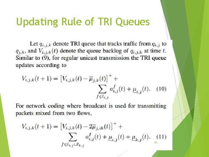 Updating Rule of TRI Queues 16 