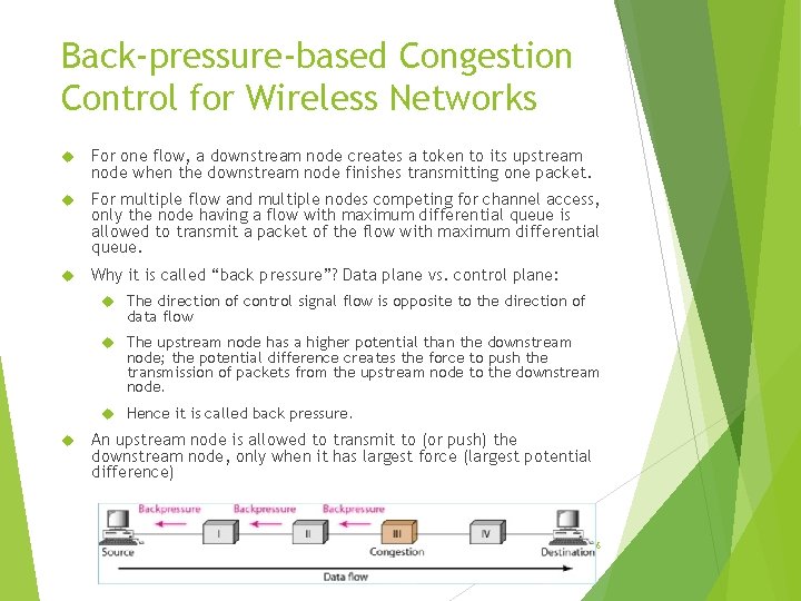 Back-pressure-based Congestion Control for Wireless Networks For one flow, a downstream node creates a