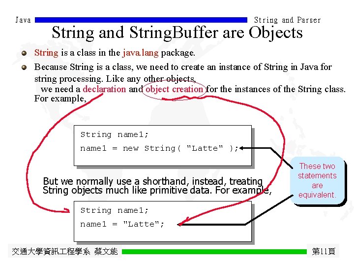 Java String and Parser String and String. Buffer are Objects String is a class