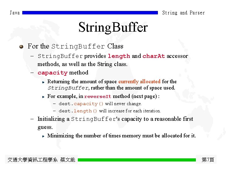 Java String and Parser String. Buffer For the String. Buffer Class - String. Buffer