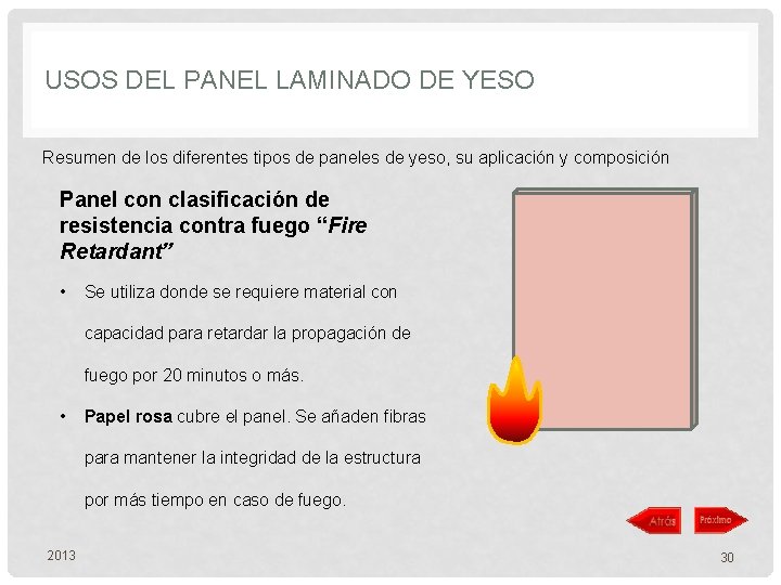 USOS DEL PANEL LAMINADO DE YESO Resumen de los diferentes tipos de paneles de