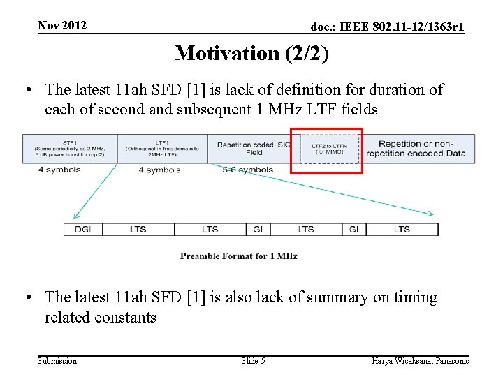 Nov 2012 doc. : IEEE 802. 11 -12/1363 r 1 Motivation (2/2) • The