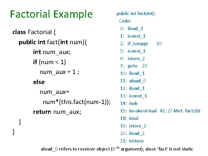 Factorial Example class Factorial { public int fact(int num){ int num_aux; if (num < Factorial Example class Factorial { public int fact(int num){ int num_aux; if (num <