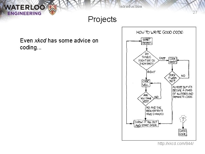 Introduction 27 Projects Even xkcd has some advice on coding. . . http: //xkcd.