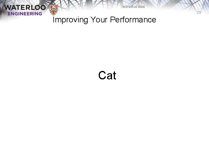 Introduction 29 Improving Your Performance Cat 