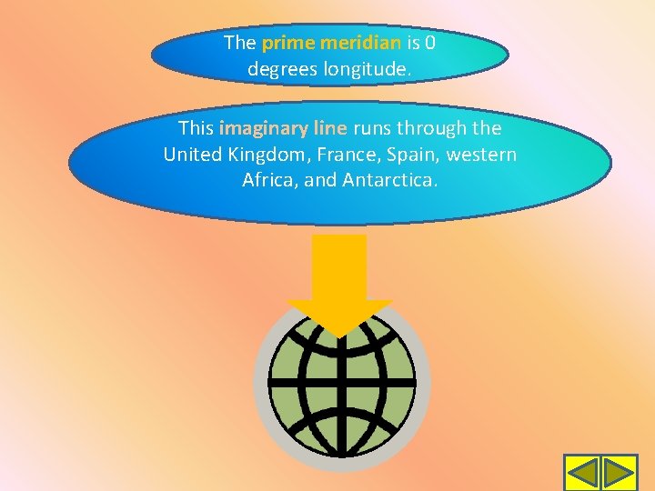 The prime meridian is 0 degrees longitude. This imaginary line runs through the United