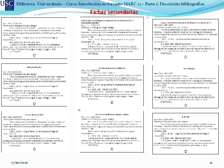 Biblioteca Universitaria – Curso Introdución ao formato MARC 21 – Parte 1: Descrición bibliográfica