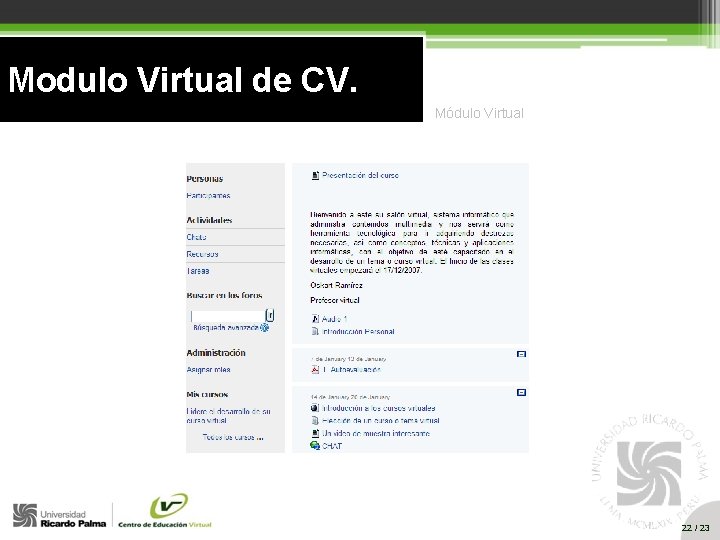 Modulo Virtual de CV. Módulo Virtual 22 / 23 