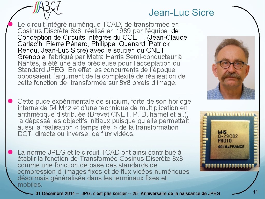 Jean-Luc Sicre l Le circuit intégré numérique TCAD, de transformée en Cosinus Discrète 8