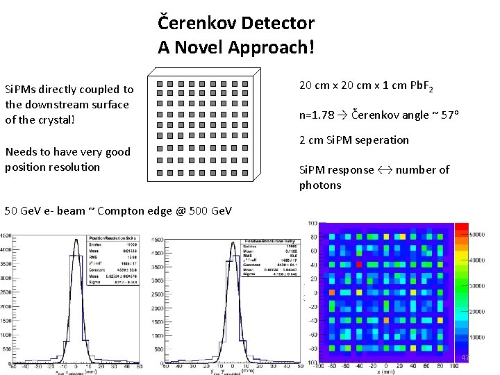 Čerenkov Detector A Novel Approach! Si. PMs directly coupled to the downstream surface of