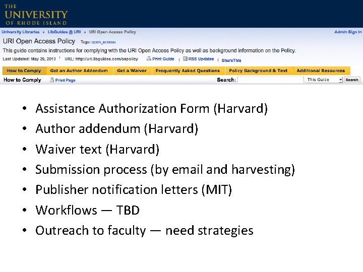  • • Assistance Authorization Form (Harvard) Author addendum (Harvard) Waiver text (Harvard) Submission