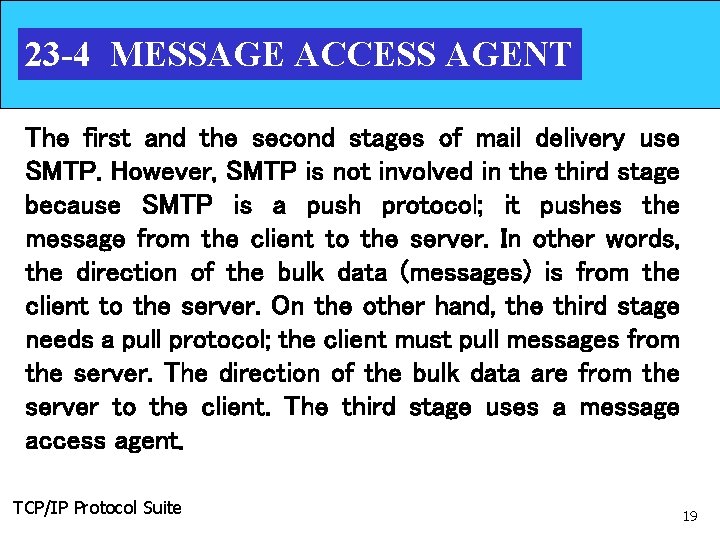 23 -4 MESSAGE ACCESS AGENT The first and the second stages of mail delivery