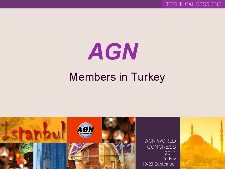 TECHNICAL SESSIONS AGN Members in Turkey AGN WORLD CONGRESS 2011 Turkey 18 -20 September