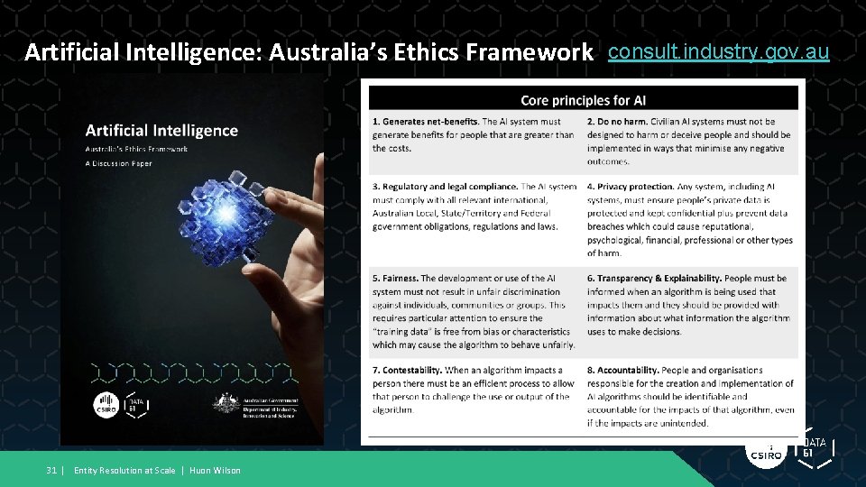 Artificial Intelligence: Australia’s Ethics Framework 31 | Entity Resolution at Scale | Huon Wilson
