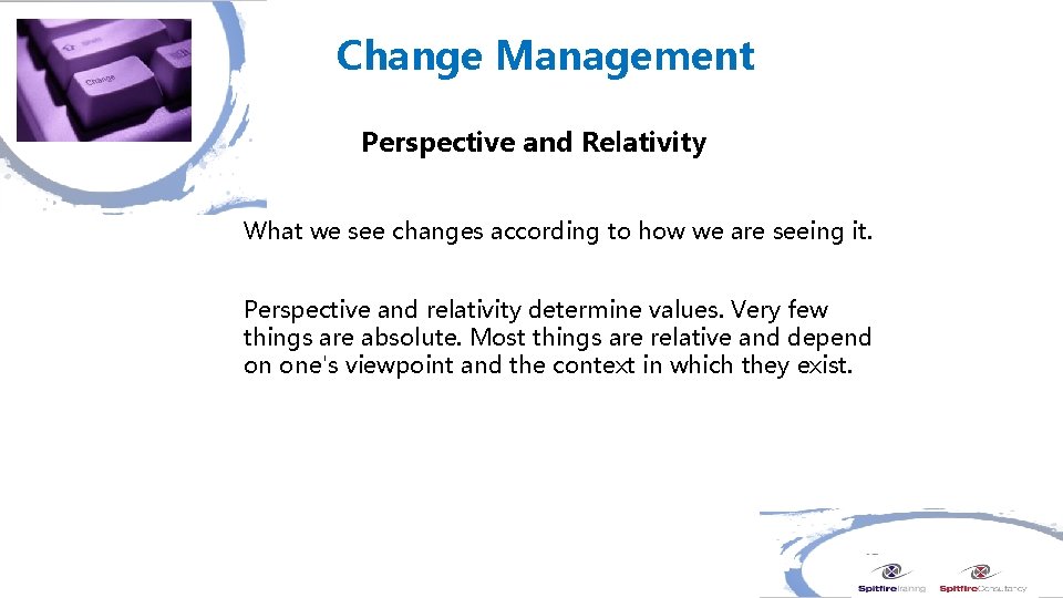 Change Management Perspective and Relativity What we see changes according to how we are