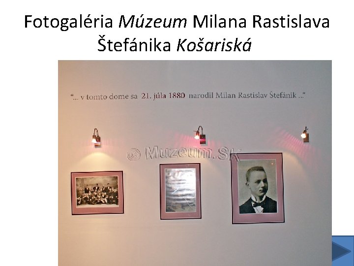 Fotogaléria Múzeum Milana Rastislava Štefánika Košariská 