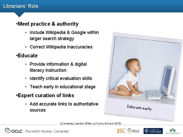 Librarians’ Role • Meet practice & authority • Include Wikipedia & Google within larger