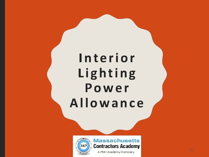 Interior Lighting Power Allowance Copyright 2017 Learn. Easy. Pro 22 