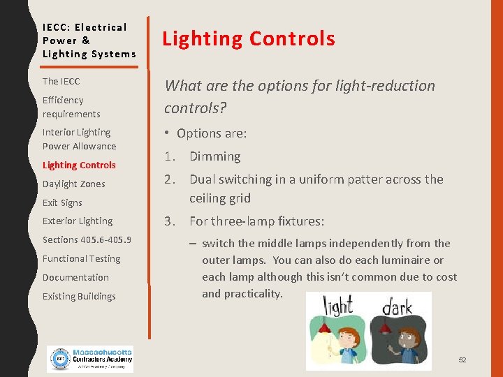 IECC: Electrical Power & Lighting Systems Lighting Controls The IECC What are the options