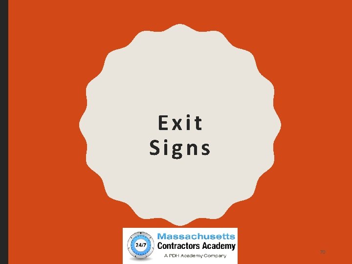 Exit Signs Copyright 2017 Learn. Easy. Pro 70 