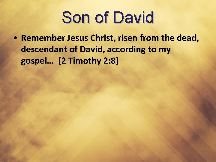 Son of David • Remember Jesus Christ, risen from the dead, descendant of David,