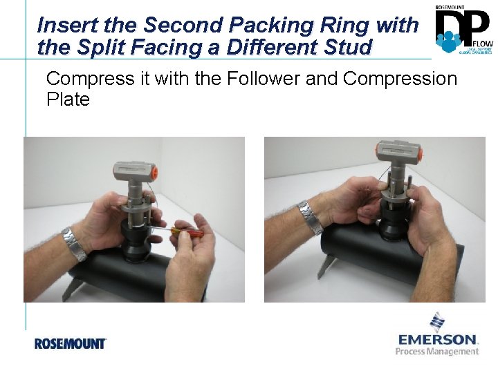 Insert the Second Packing Ring with the Split Facing a Different Stud Compress it