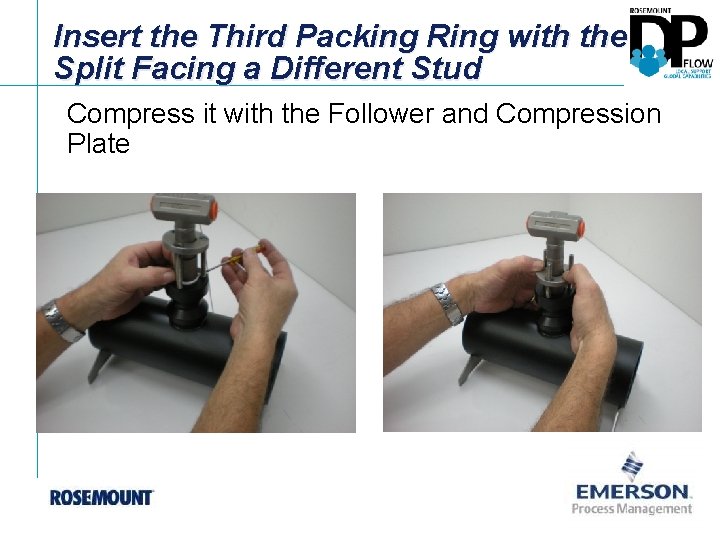 Insert the Third Packing Ring with the Split Facing a Different Stud Compress it