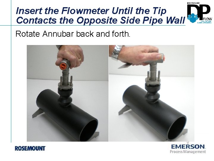 Insert the Flowmeter Until the Tip Contacts the Opposite Side Pipe Wall Rotate Annubar