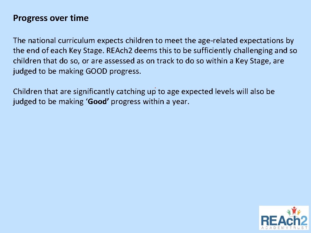 Progress over time The national curriculum expects children to meet the age-related expectations by