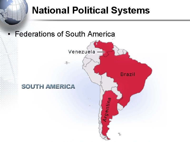 National Political Systems • Federations of South America 